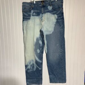 Lee Jeans 38x32 Mens Loose Fit Blue Bleached Wash